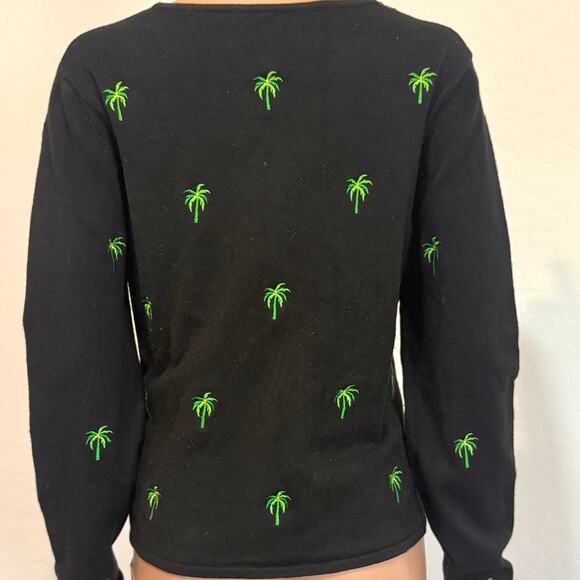Etoile large embroidered palm tree cardigan sweater top SP 2758 - Picture 9 of 10